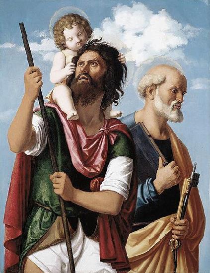 CIMA da Conegliano St Christopher with the Infant Christ and St Peter oil painting picture